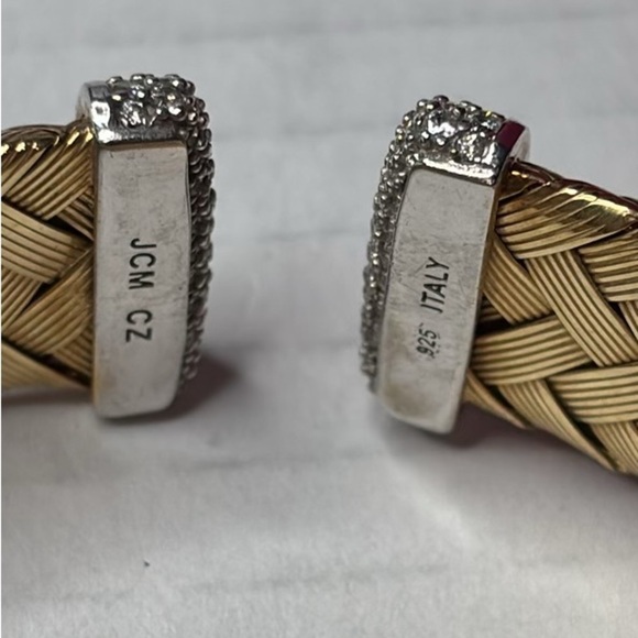 NYC II Sterling Silver Vintage Pave CZ Encrusted Woven Braid Cuff Bracelet - Picture 6 of 6